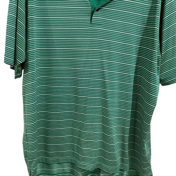 Adidas Green Striped Climalite Polo Shirt Sz L - Picture 4 of 13